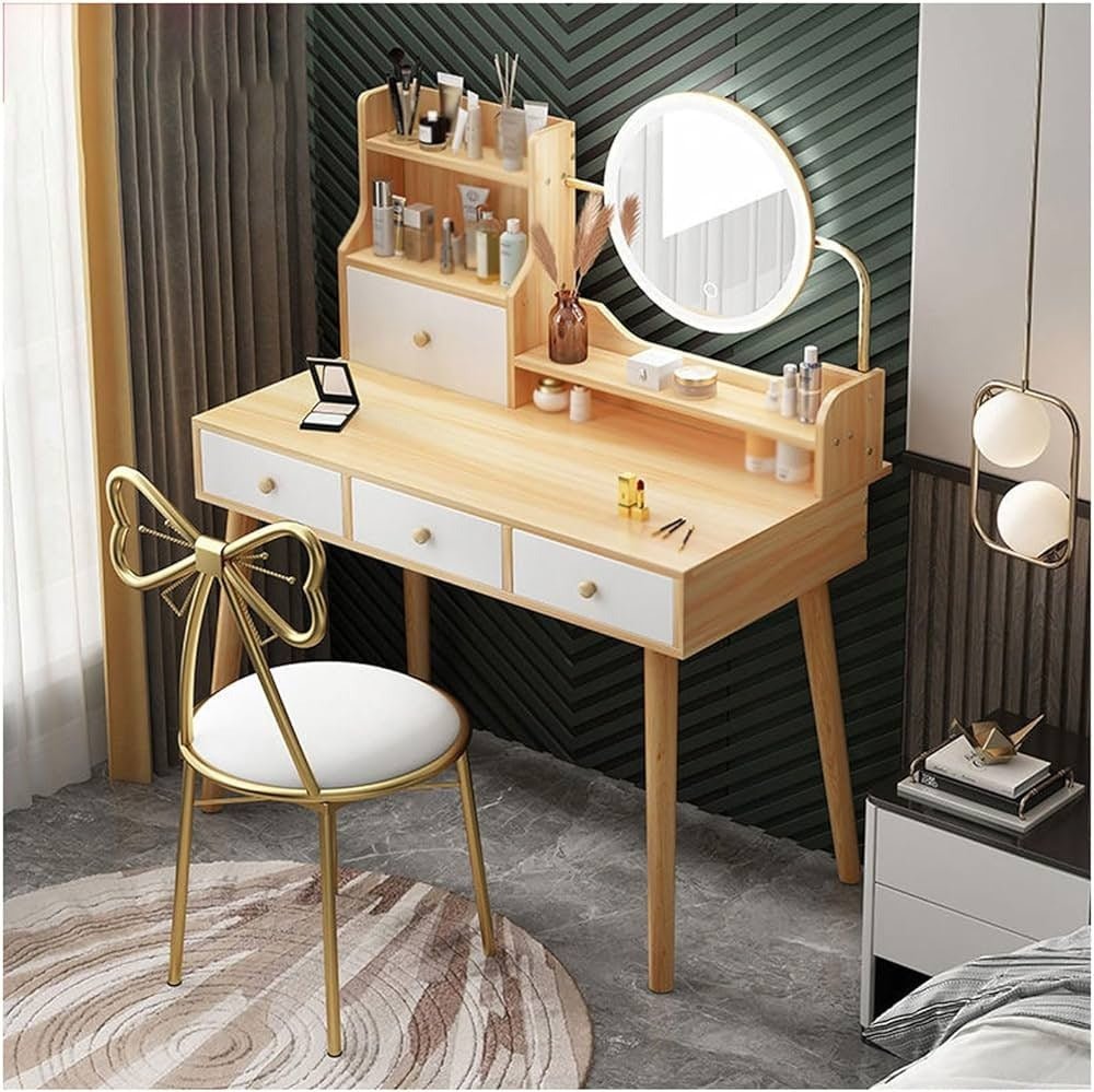 Coiffeuse/bureau En Bois – 118,5 X 49 Cm, 3 Tiroirs – Neuf Avec Petits Défauts