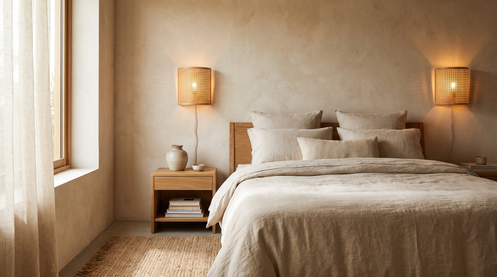 Appliques murales en rotin pour chambre