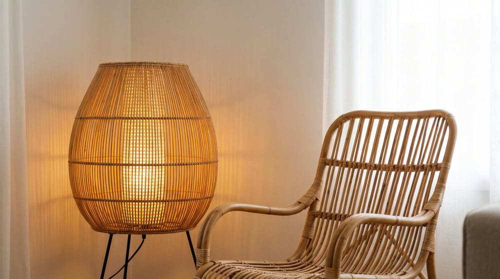 Lampadaires en rotin pour salon