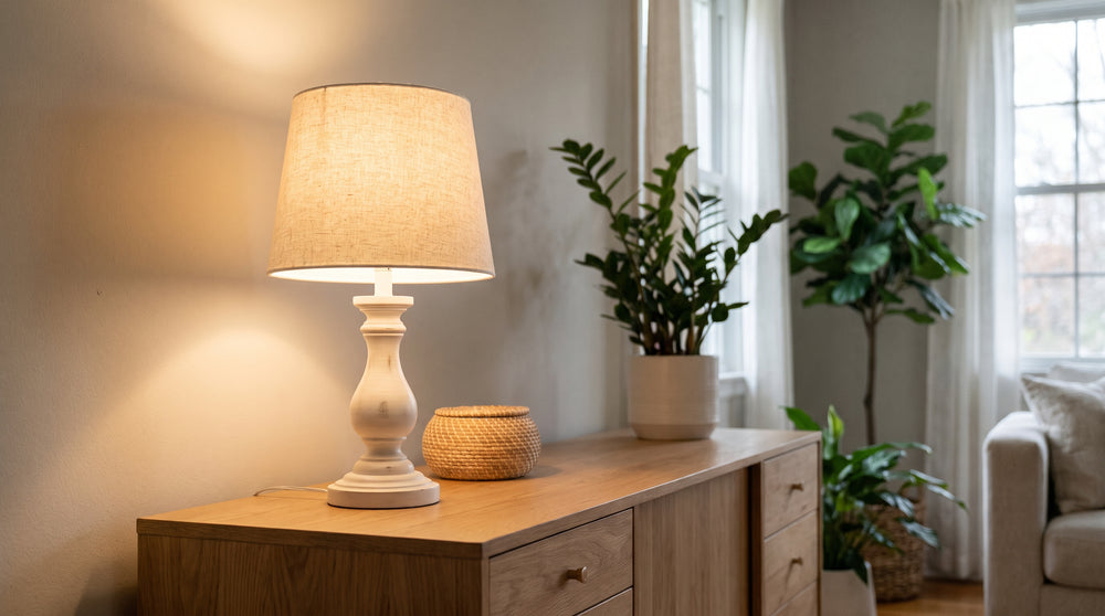 Lampes à poser en bois coloris blanc