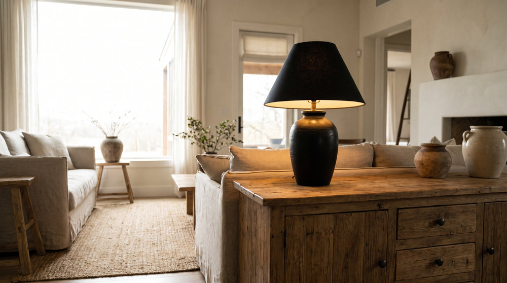 Lampes à poser en bois coloris noir pour salon