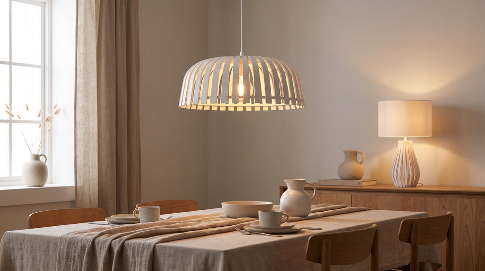 Luminaires en bois coloris blanc