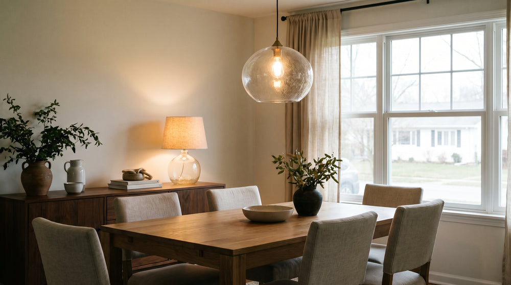 Luminaires en verre coloris transparent
