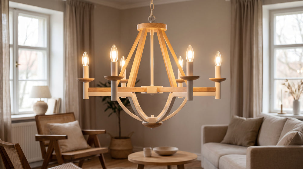 Lustres en bois coloris blanc scandinave