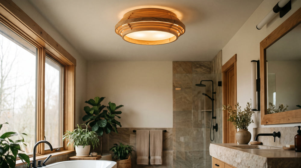 Plafonniers en bois pour salle de bain