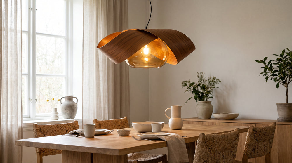 Suspensions en lin coloris beige