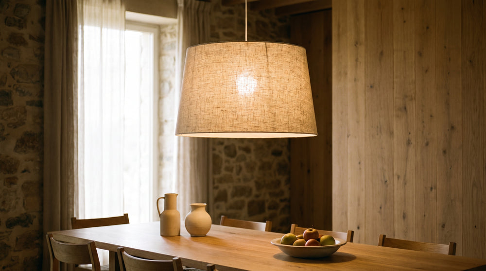 Suspensions en tissu coloris beige