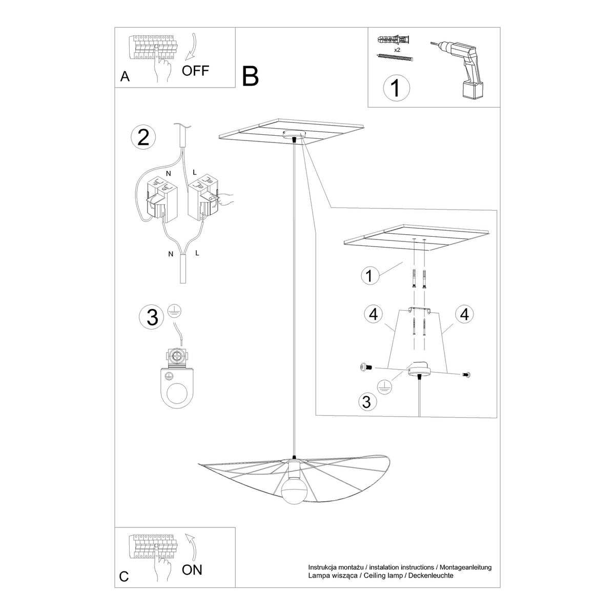 Lampe suspendue ESKOLA 70 noir
