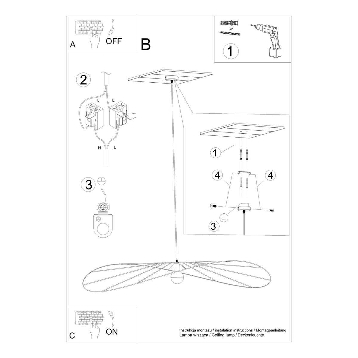 Lampe suspendue ESKOLA 140 noir