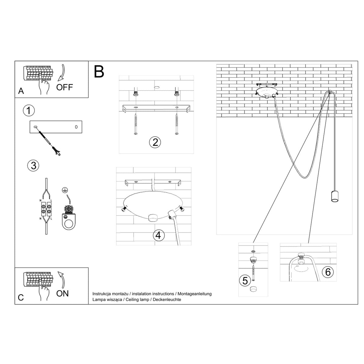 Lampe suspendue EDISON 1 noir