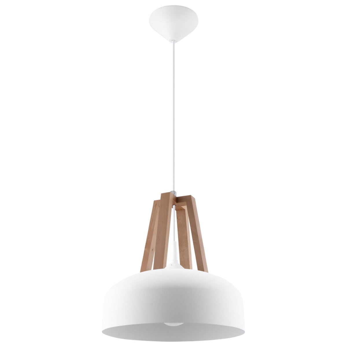 Lampe pendante CASCO Blanc / bois naturel