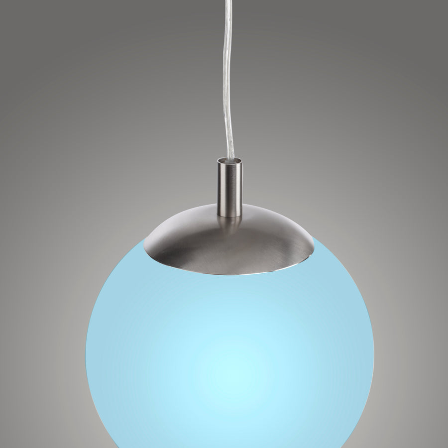 Suspension Lolasmart-Bolo argentée, verre, L 25 cm