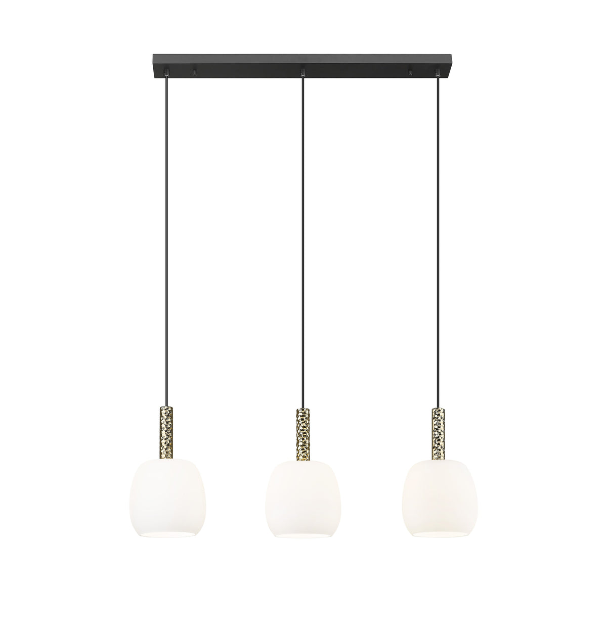 Suspension Calvo 3 lumières noire mat et dorée, verre (P0076-03Q-P7AA)