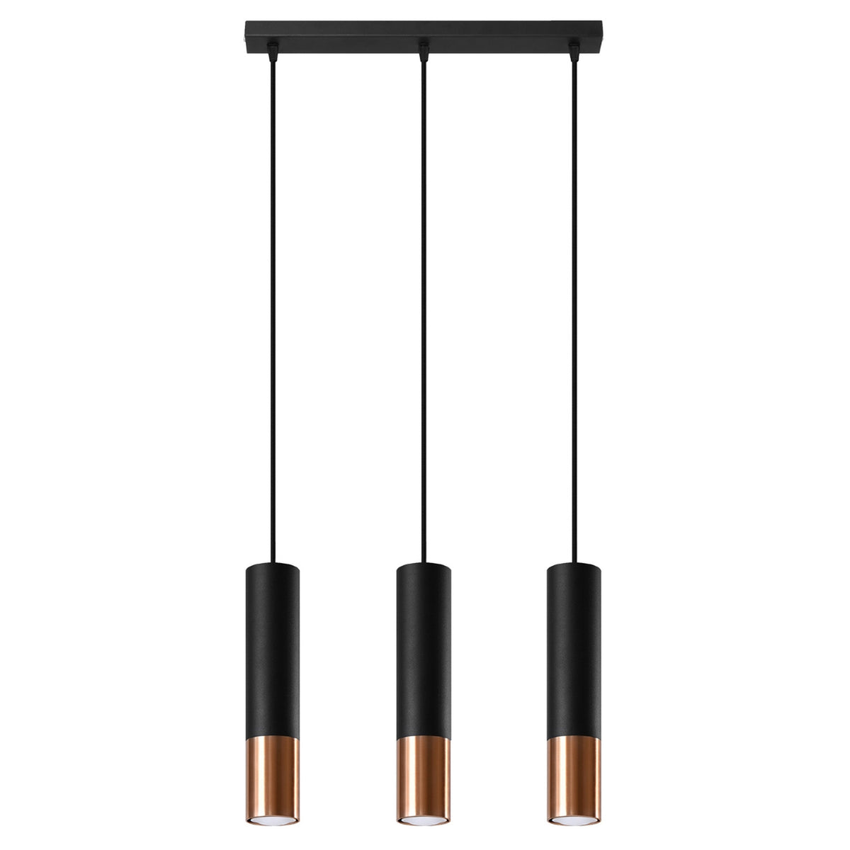 Lampe suspendue LOOPEZ 3L Noir / cuivre