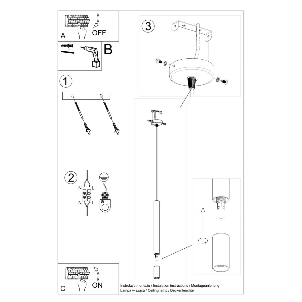 Lampe pendante WEZYR 1 noir