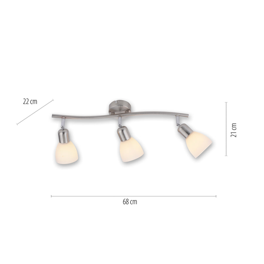 Suspension Karo 3 lumières acier, verre