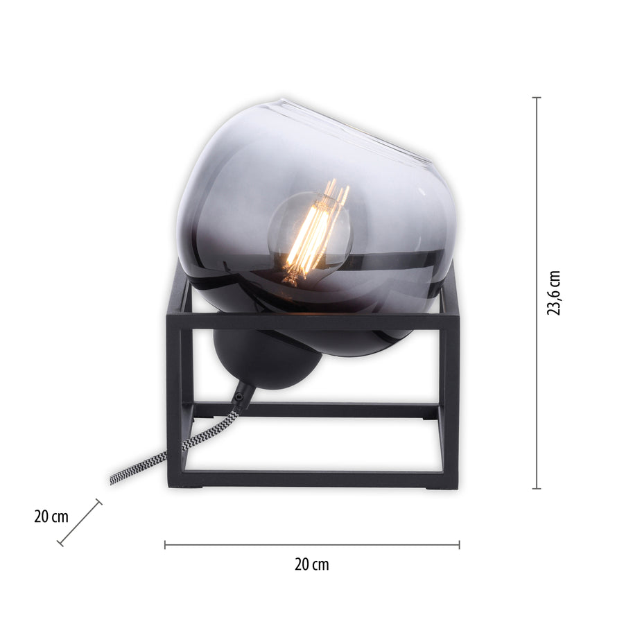 Lampe à poser Zea noire, verre