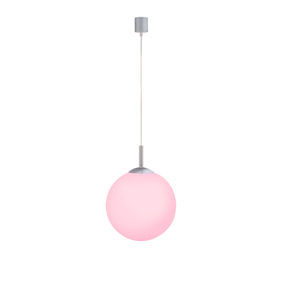 Suspension Lolasmart-Bolo argentée, verre, L 25 cm