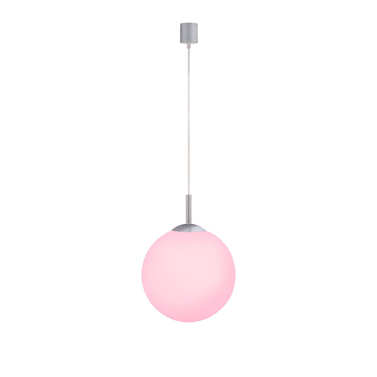 Suspension Lolasmart-Bolo argentée, verre, L 25 cm