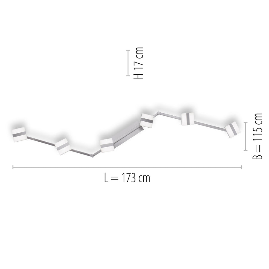 Plafonnier Lolasmart-Sabi acier, L 115 cm