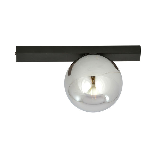 Plafonnier Fit 1 lumière noir, verre graphite