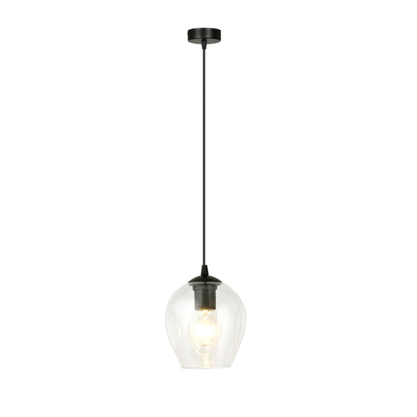 Suspension Istar 1 lumière noire, verre transparent