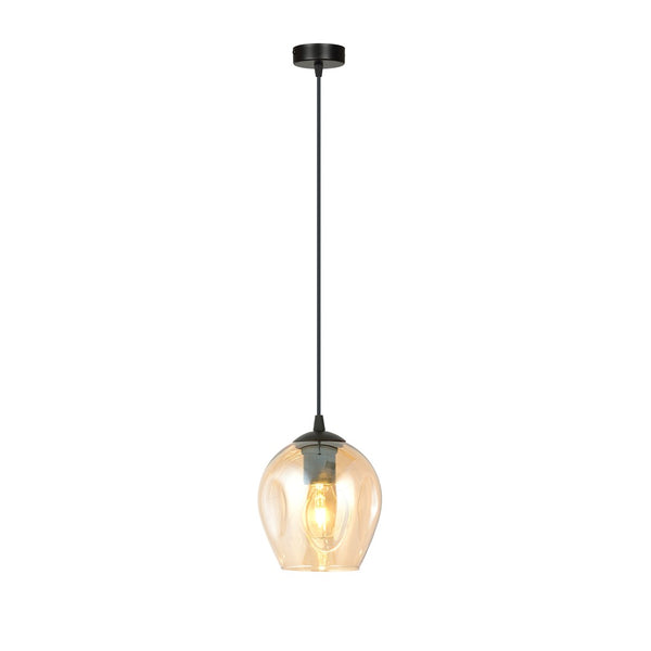 Suspension Istar noire, verre ambré