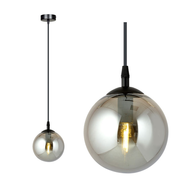 Suspension Cosmo 1 lumière noire, verre graphite