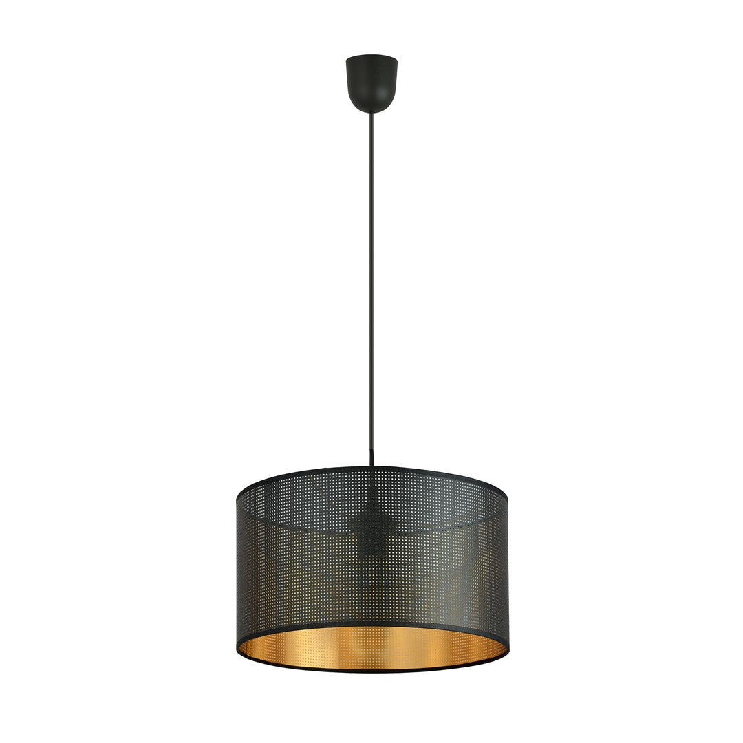 Second angle du luminaire suspendu montrant la douille et le câble central