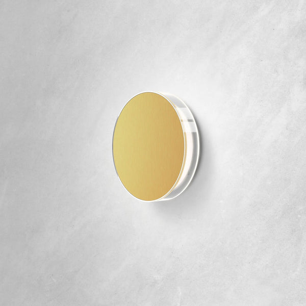 Applique murale LED LYD en aluminium, doré et transparent, Ø 23,5 cm