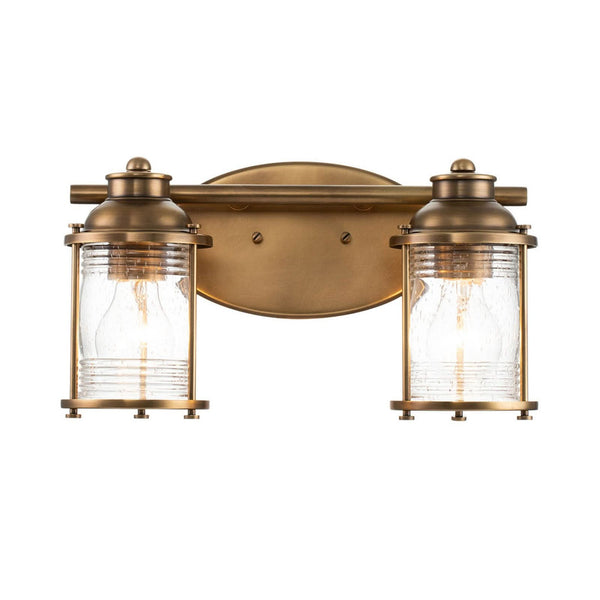 Applique murale Ashland Bay en verre, laiton et transparent, 2 lumières, hauteur 20,6 cm, IP44