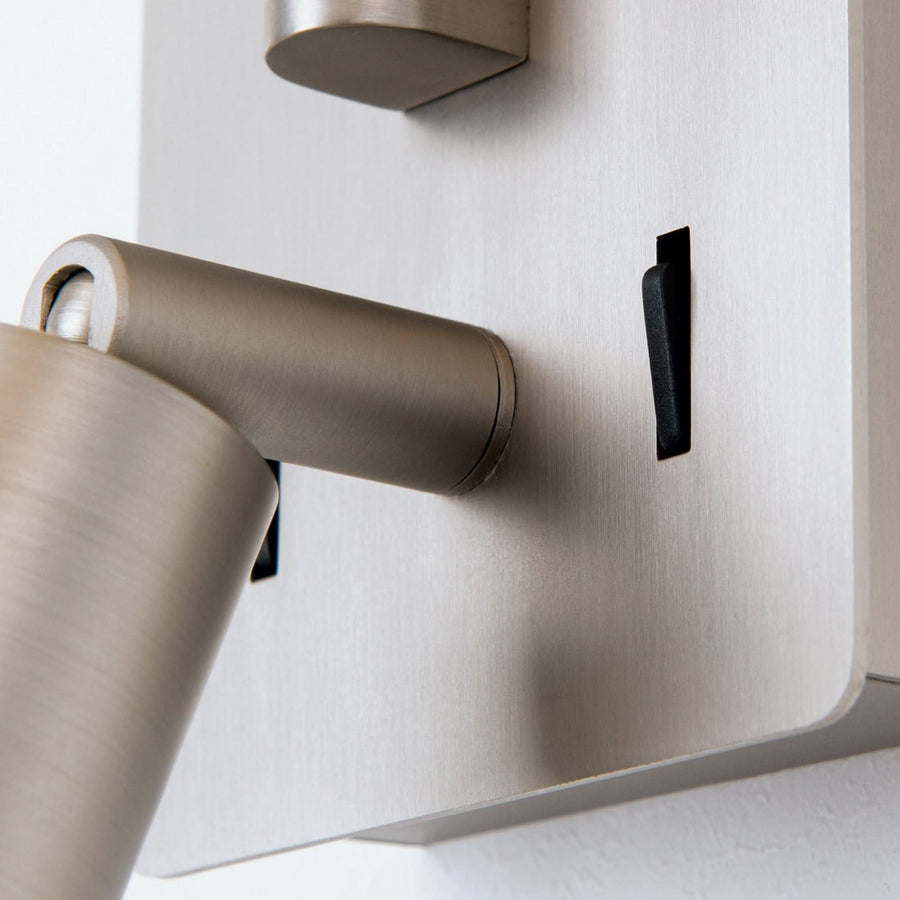 Applique murale Carlton en tissu, nickel mat et blanc, 2 lumières, hauteur 29 cm