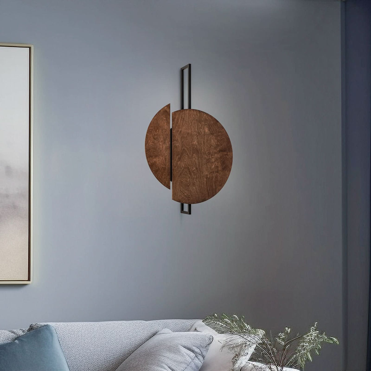Applique murale Sunset C en bois, brun foncé et noir, 2 lumières, hauteur 80 cm