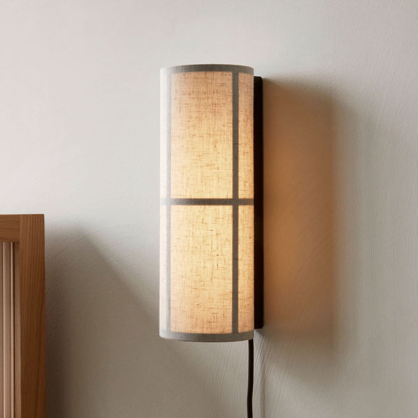 Applique murale LED Hashira en lin, crème, hauteur 30 cm