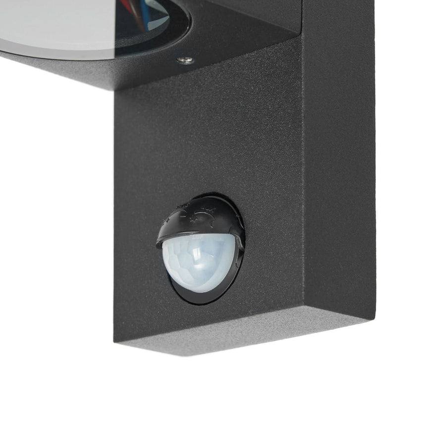 Applique d'extérieur Tetje en verre, noir, 2 lumières, hauteur 22,8 cm, IP65, 10 W, largeur 7 cm