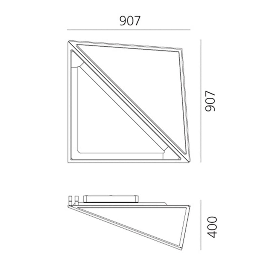 Schéma de dimensions : largeur 907 mm, hauteur 907 mm, profondeur 400 mm.