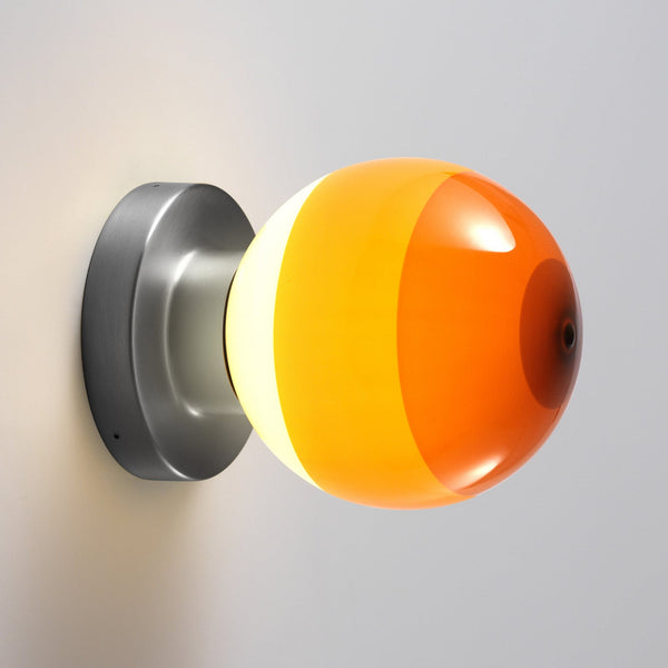 Applique murale LED Dipping Light A2 en verre, ambre et graphite, Ø 12,5 cm