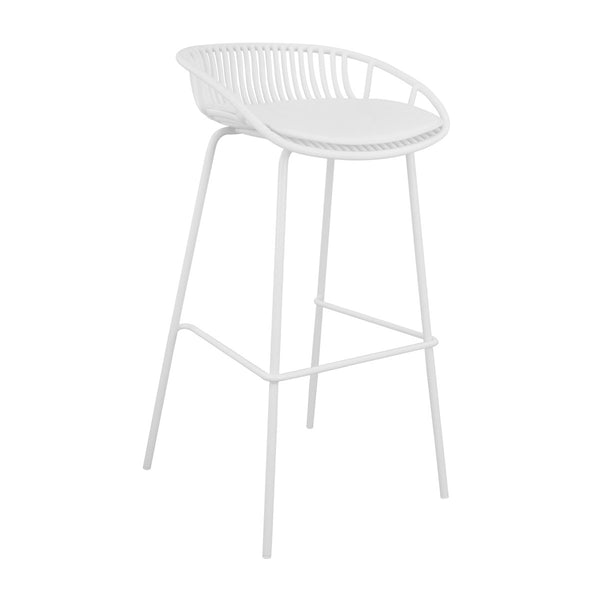 Tabouret de Bar Extérieur Avec Coussin PU Cuir Blanc | NOVA