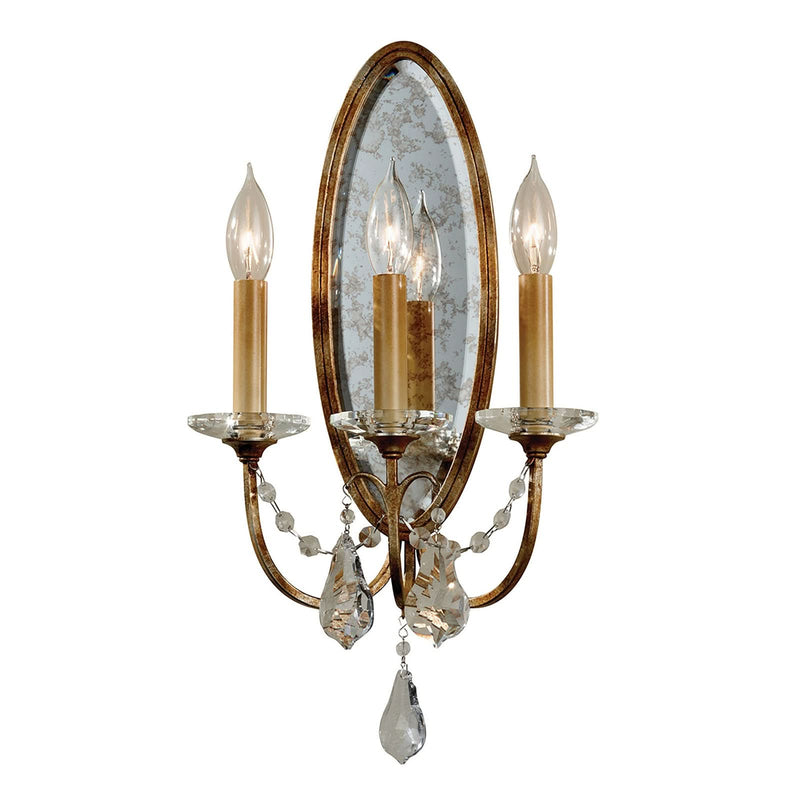 Applique murale Valentina en verre, bronze et transparent, 3 lumières, hauteur 48,4 cm