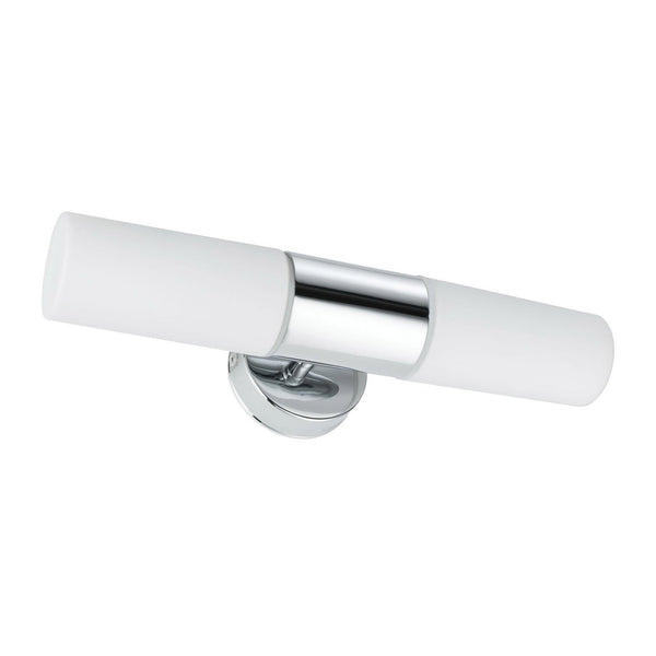 Applique murale Lenia IP44 en verre, chrome et blanc, 2 lumières, Ø 8 cm, IP44