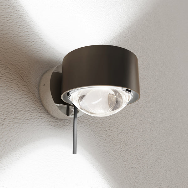 Applique murale LED Puk! 80 Wall en verre, marron foncé et chromé, hauteur 6,5 cm