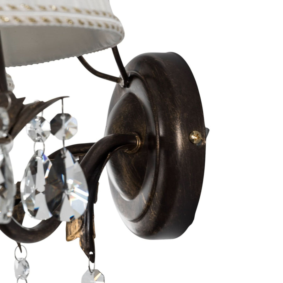 Applique murale Karen en tissu, bronze et blanc, 2 lumières, hauteur 30 cm
