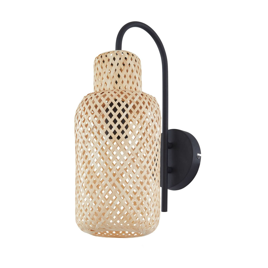Applique murale Venora en bambou, bois et noir, Ø 15 cm