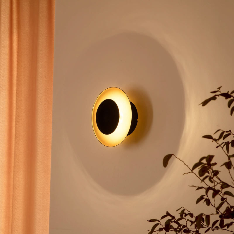 Applique murale LED Tiama en métal, noir et doré, Ø 20 cm