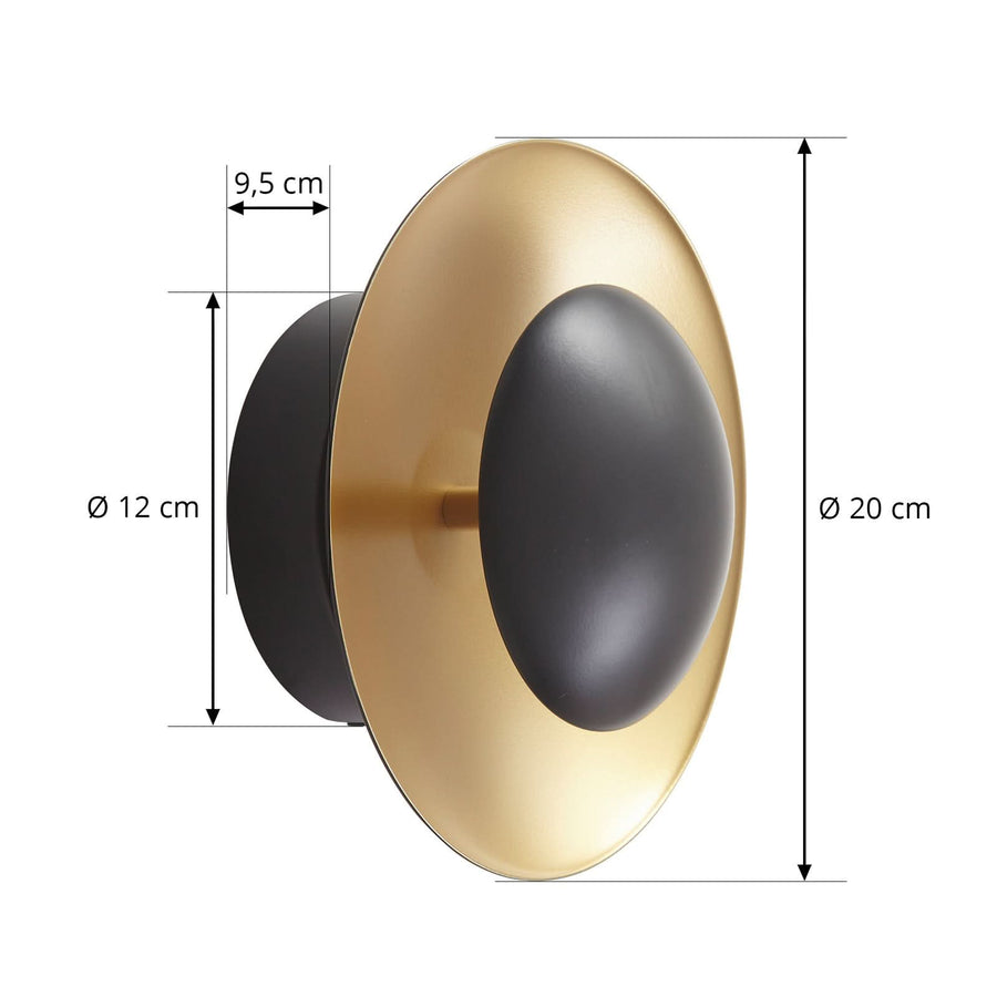 Applique murale LED Tiama en métal, noir et doré, Ø 20 cm
