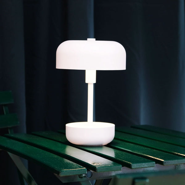 Lampe à poser d'extérieur LED rechargeable Haipot en métal, blanc, Ø 17 cm, IP44