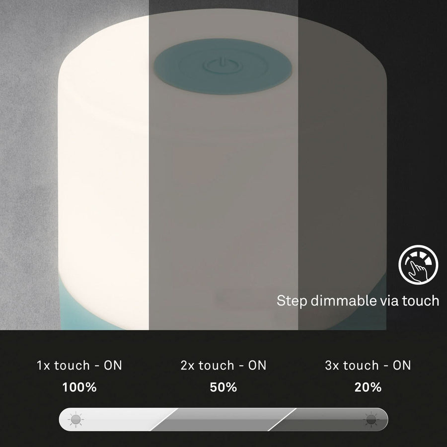 Lampe à poser d'extérieur LED rechargeable Smal, bleu et blanc, Ø 7 cm, IP44
