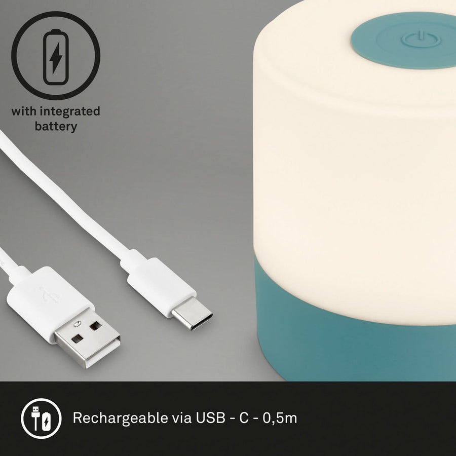 Lampe à poser d'extérieur LED rechargeable Smal, bleu et blanc, Ø 7 cm, IP44