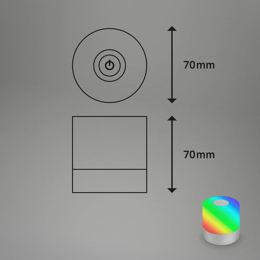 Lampe à poser d'extérieur LED rechargeable Smal, chromé mat et blanc, Ø 7 cm, IP44, 2700 K, 1,5 W