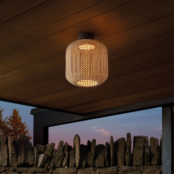 Plafonnier d'extérieur LED Nans PF/31 en aluminium, graphite et marron, Ø 31,5 cm, IP54